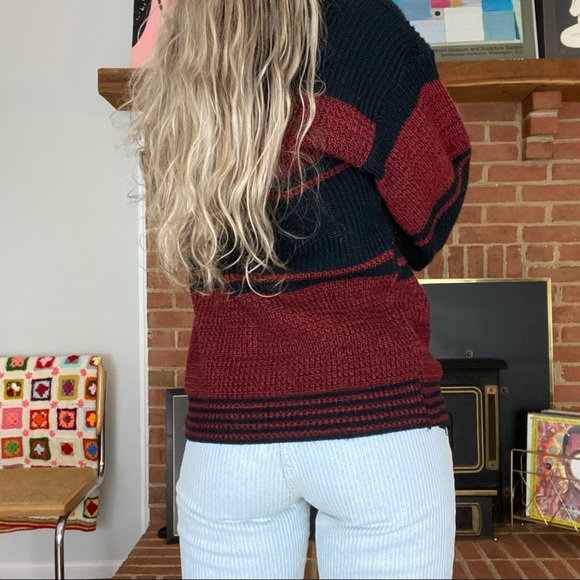 Vintage 90s Saugatuck Oversized Striped Knit Menswear Banded Grandpa Swe… - Picture 5 of 13